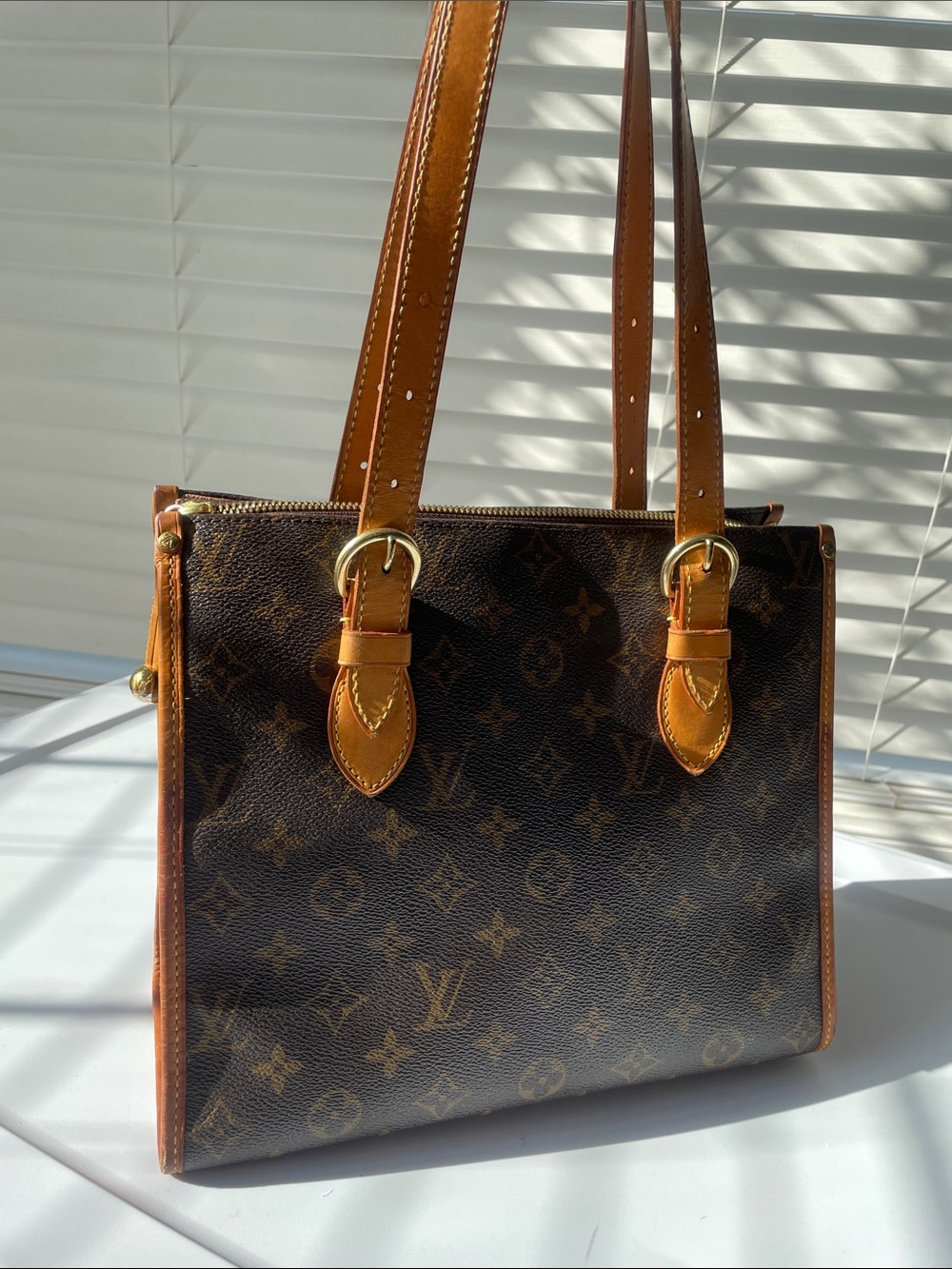 Louis Vuitton Monogram Canvas Tote with Tan Leather Trim